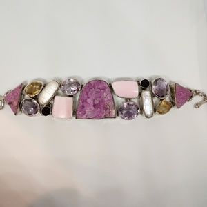 Cobalt Calcite Multi Stone Sterling Bracelet